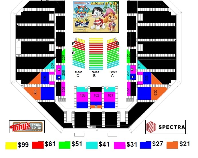 Tony S Pizza Event Center Seating Chart